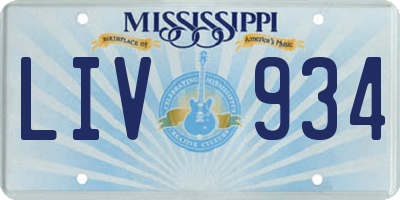 MS license plate LIV934
