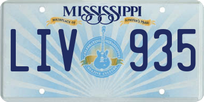 MS license plate LIV935