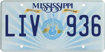 MS license plate LIV936