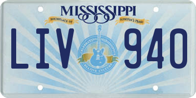 MS license plate LIV940