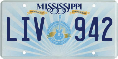 MS license plate LIV942