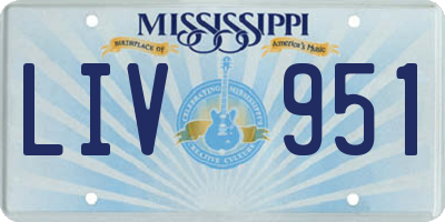 MS license plate LIV951