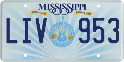 MS license plate LIV953