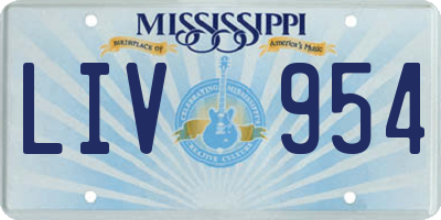 MS license plate LIV954