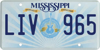 MS license plate LIV965
