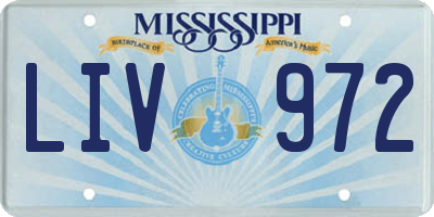 MS license plate LIV972