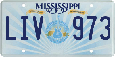 MS license plate LIV973