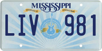 MS license plate LIV981