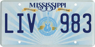 MS license plate LIV983