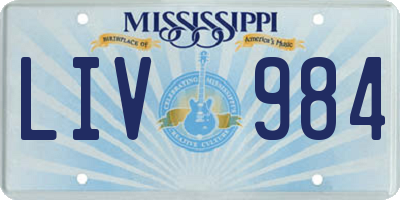 MS license plate LIV984