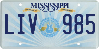 MS license plate LIV985