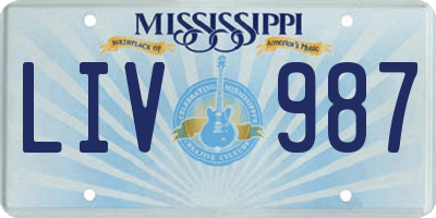 MS license plate LIV987