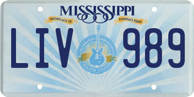 MS license plate LIV989