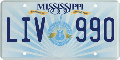 MS license plate LIV990