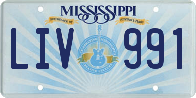 MS license plate LIV991