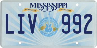 MS license plate LIV992