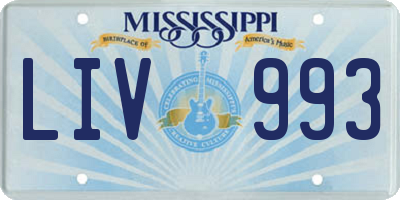 MS license plate LIV993