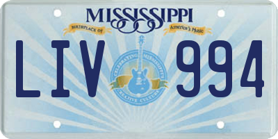 MS license plate LIV994