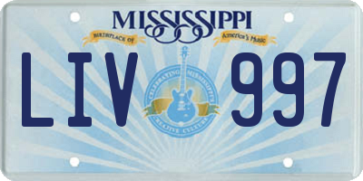 MS license plate LIV997