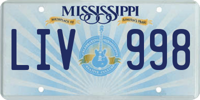 MS license plate LIV998