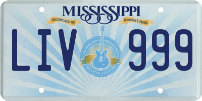 MS license plate LIV999