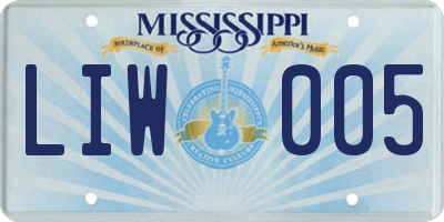 MS license plate LIW005