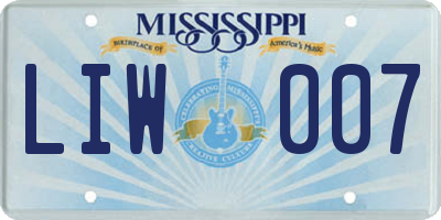 MS license plate LIW007