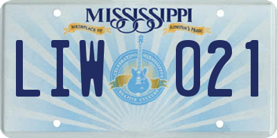 MS license plate LIW021