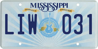 MS license plate LIW031
