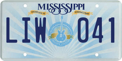 MS license plate LIW041
