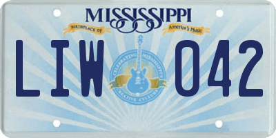 MS license plate LIW042