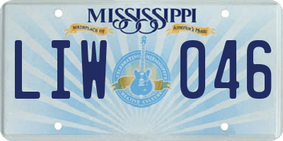 MS license plate LIW046
