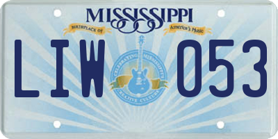 MS license plate LIW053