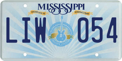 MS license plate LIW054