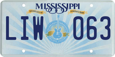 MS license plate LIW063
