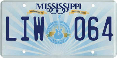 MS license plate LIW064