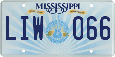MS license plate LIW066