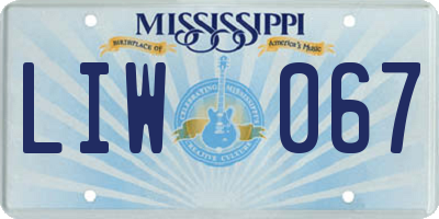 MS license plate LIW067