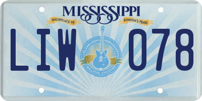 MS license plate LIW078