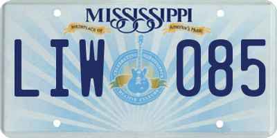 MS license plate LIW085