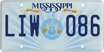 MS license plate LIW086
