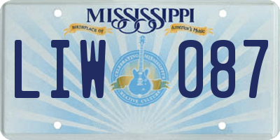 MS license plate LIW087