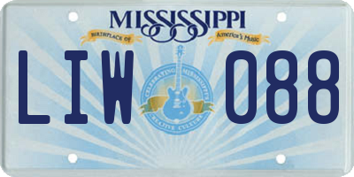 MS license plate LIW088