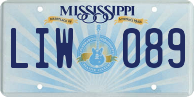 MS license plate LIW089