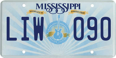 MS license plate LIW090