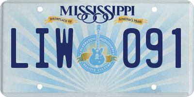 MS license plate LIW091
