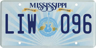 MS license plate LIW096