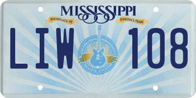 MS license plate LIW108