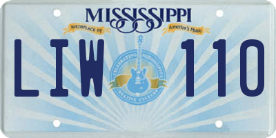 MS license plate LIW110