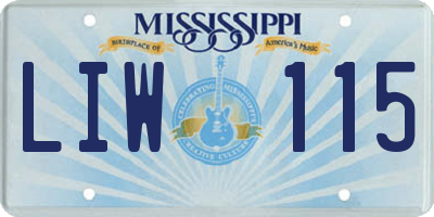 MS license plate LIW115